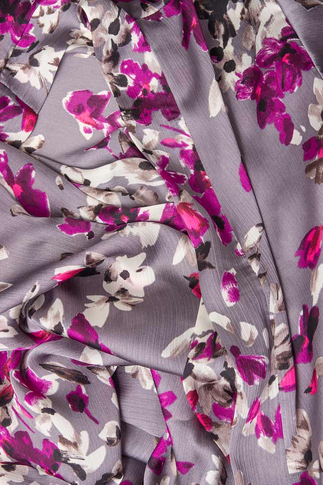 Kimono en soie melangée à imprimé fleuri Cloche image 3