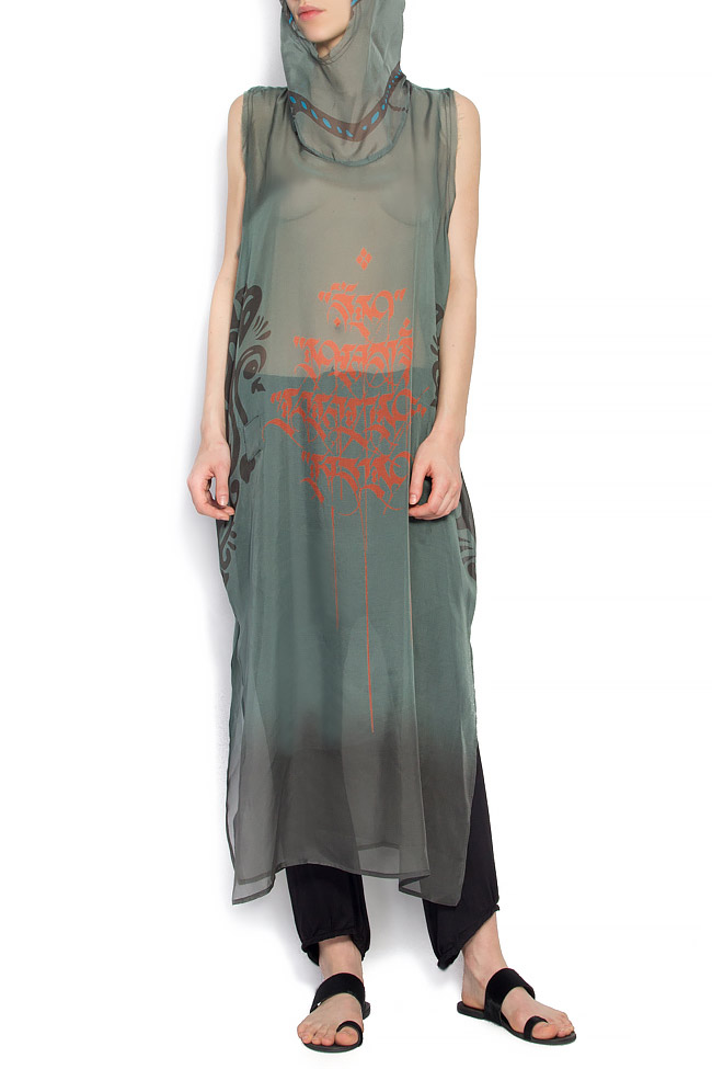 Adventurer hooded printed silk maxi dress Studio Cabal image 1