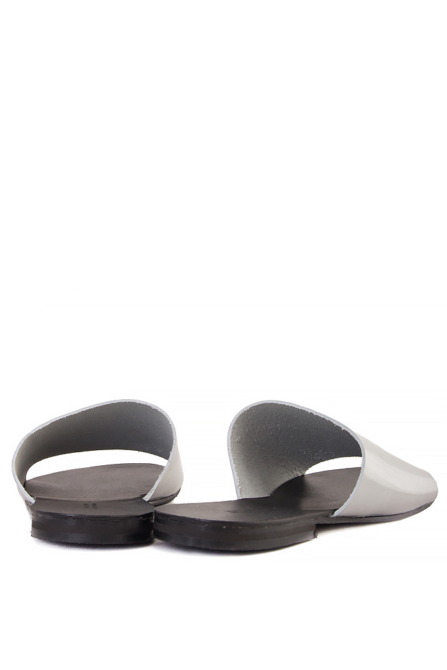 Papuci din piele lacuita argintie Mihaela Gheorghe imagine 2