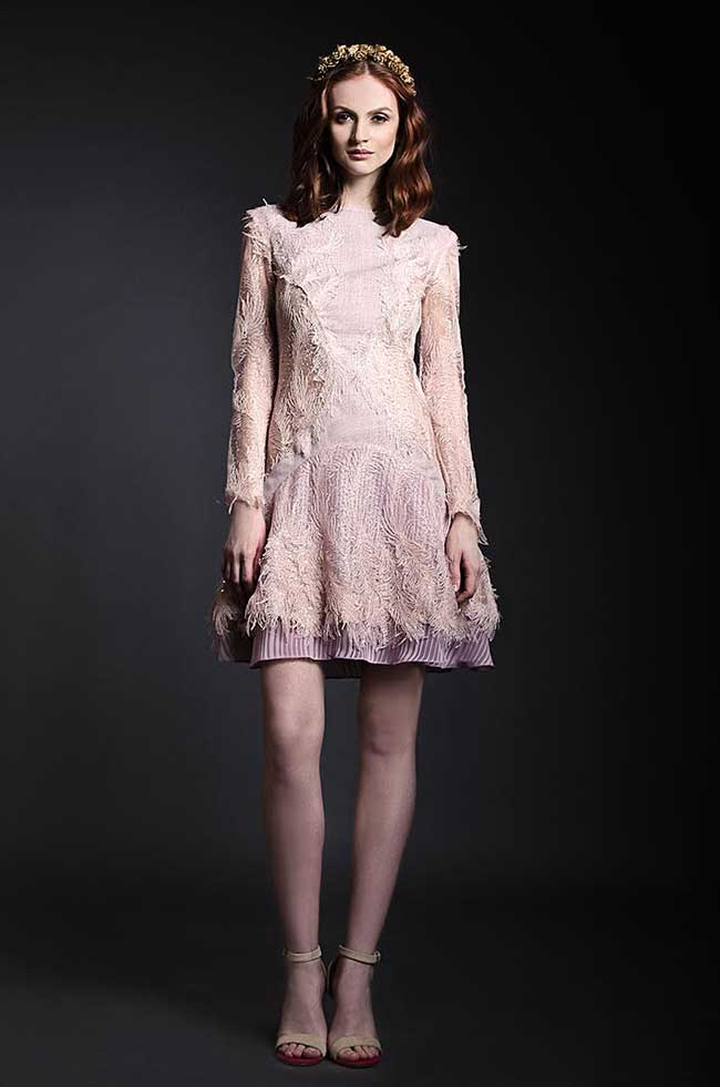 Flax dress with hand made lace applications Simona Semen image 3