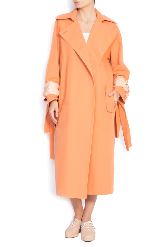 NO GOOD BYES embellished cotton trench coat ATU Body Couture image 0
