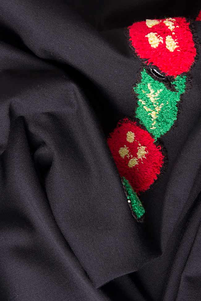 Embroidered black cotton midi dress Izabela Mandoiu image 3