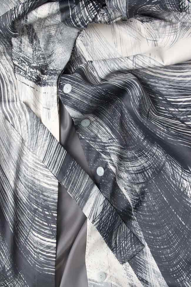 Rochie tip camasa din satin cu imprimeu abstract Lure imagine 4