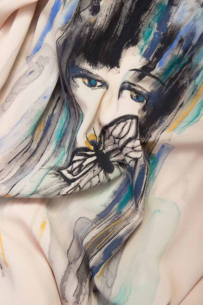 Bluza din voal cu pictura realizata manual Mihaela Cirlugea  imagine 3
