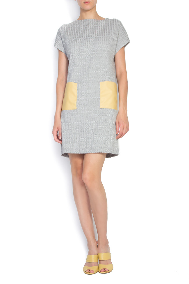 Faux-leather-paneled cotton mini dress Lure image 0