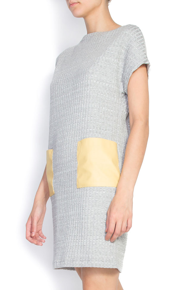 Faux-leather-paneled cotton mini dress Lure image 1