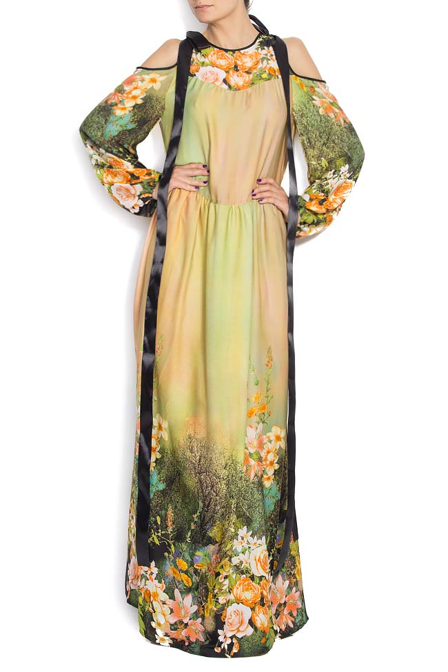 Floral-print silk maxi dress Cristina Staicu image 0