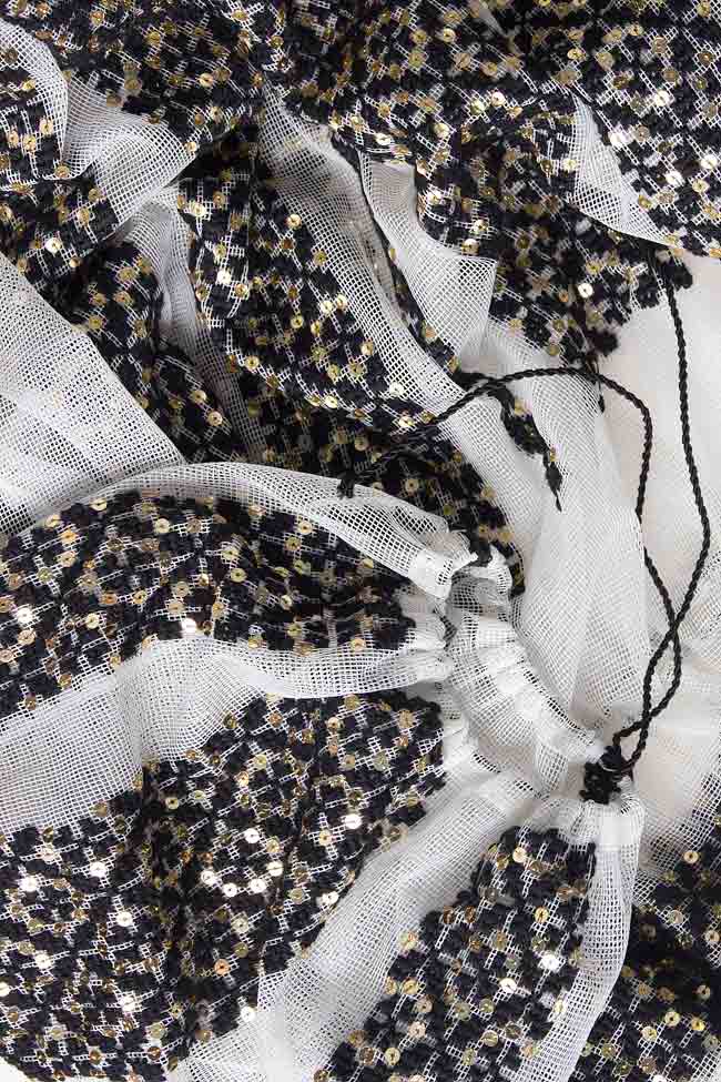 Hand-embroidered folk tulle blouse  Izabela Mandoiu image 3