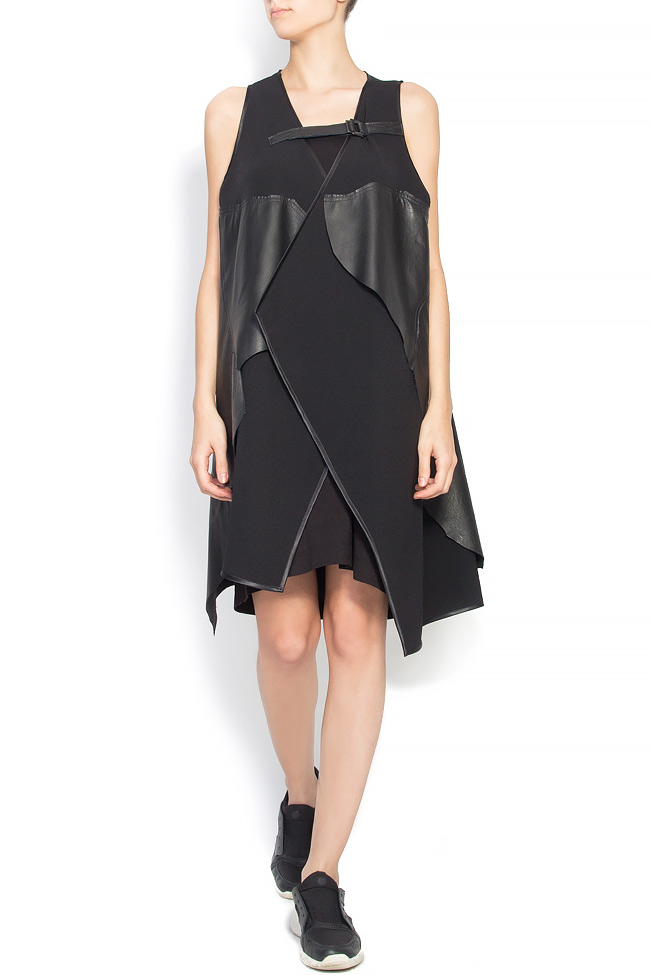 Crepe vest with leather insertions Edita Lupea image 0