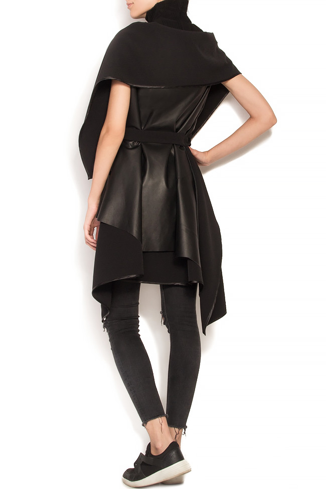 Crepe vest with leather insertions Edita Lupea image 2
