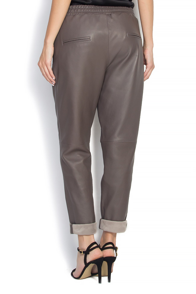 Pantalon en cuir gris Mathis image 2