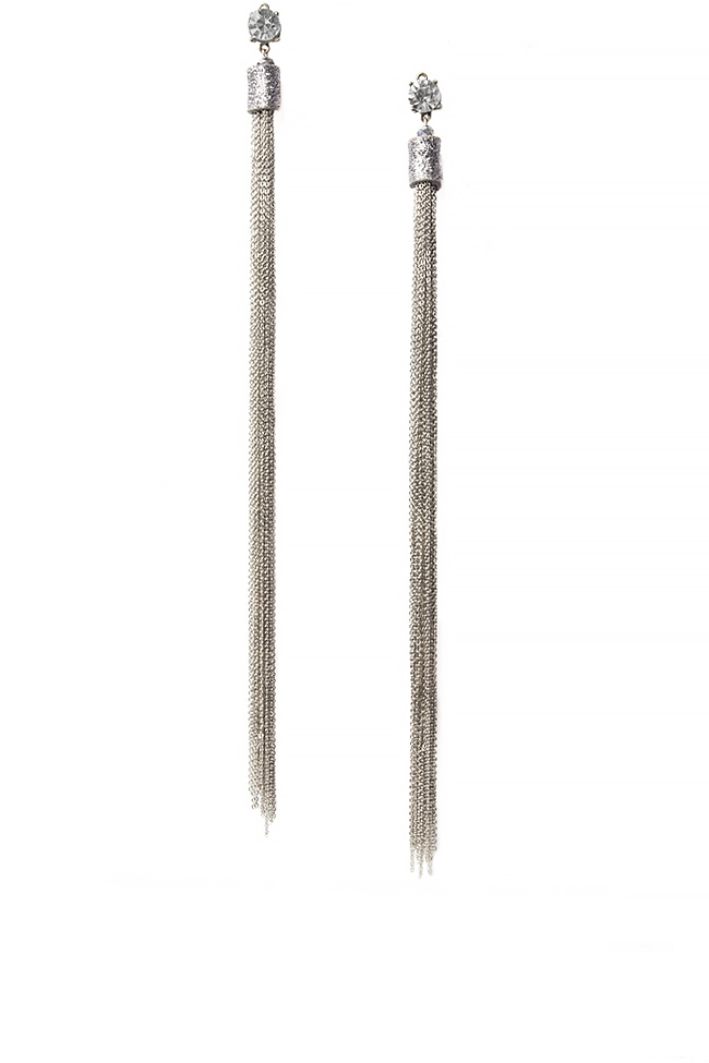 Silver-plated tassel drop earrings Bon Bijou image 0