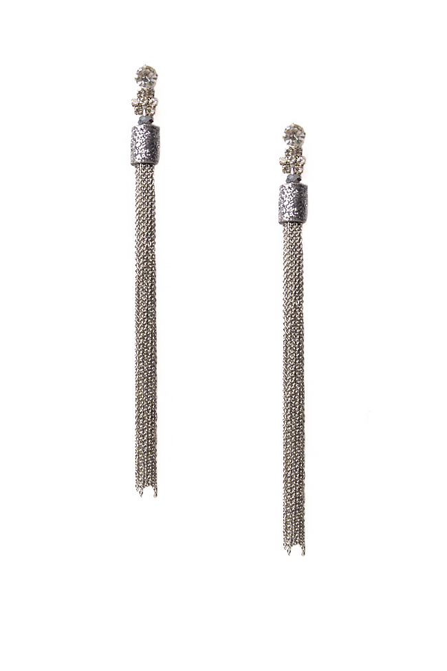Silver-plated tassel drop earrings Bon Bijou image 0