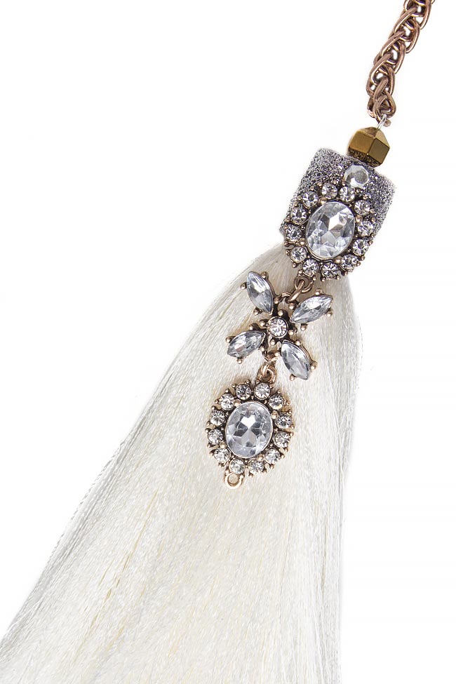 Embellished silk tasseled necklace Bon Bijou image 1