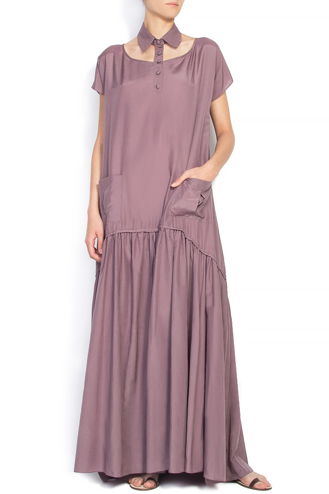 Silk dress with shirt-style neck Elena Perseil image 0