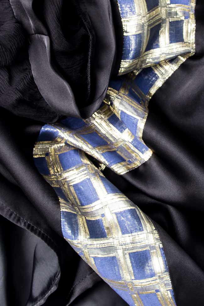 Bluza din satin cu insertii din matase naturala imprimata Alexandra Ghiorghie imagine 3