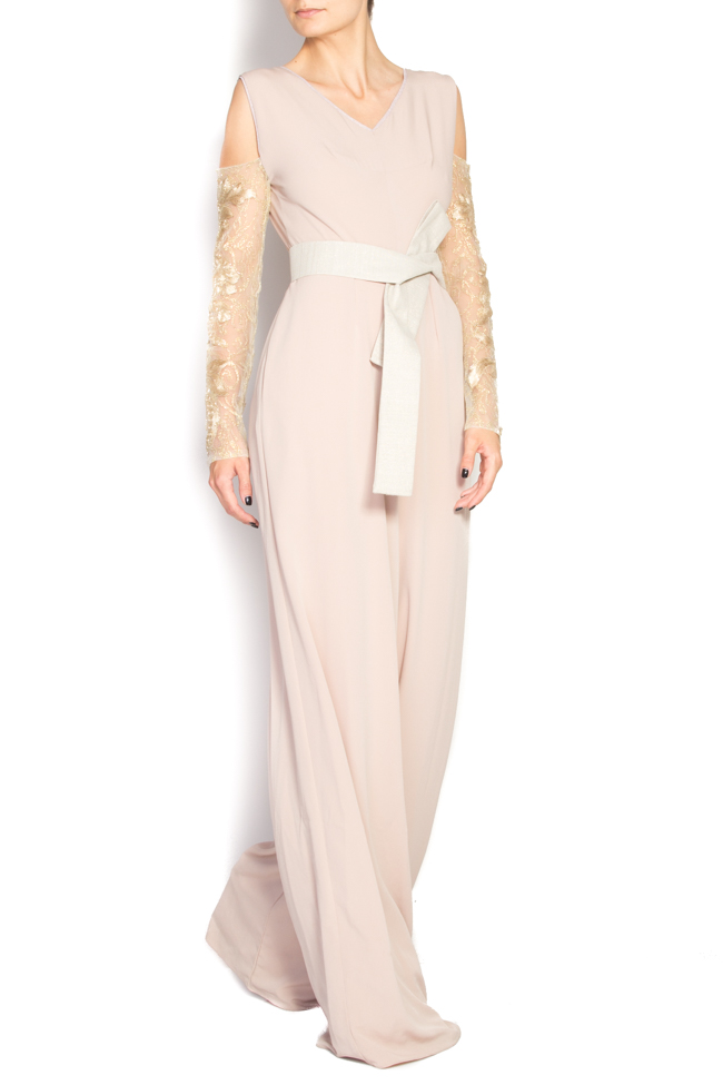 Hand-made embroidered crepe and tulle jumpsuit Simona Semen image 0