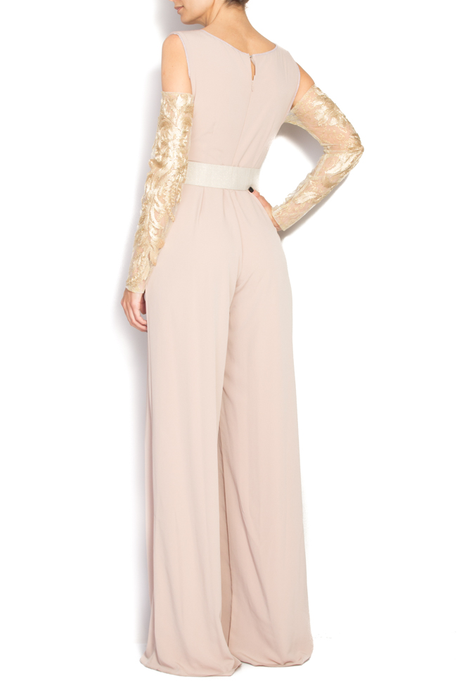Hand-made embroidered crepe and tulle jumpsuit Simona Semen image 2