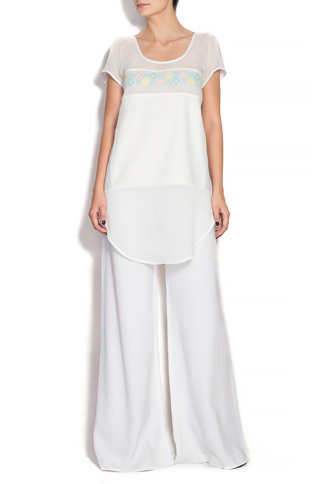 Embroidered asymmetric linen-blend top Anamaria Pop image 0