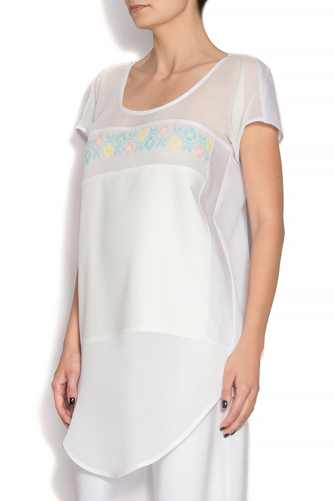 Embroidered asymmetric linen-blend top Anamaria Pop image 1
