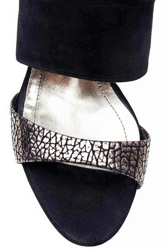 Sandale din doua tipuri de piele cu bareta pe glezna Ana Kaloni imagine 3