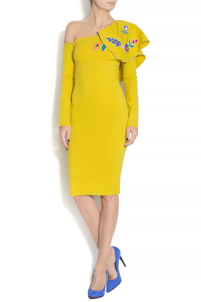 Jersey dress with cut-out shoulders and oversize frill Izabela Mandoiu image 0