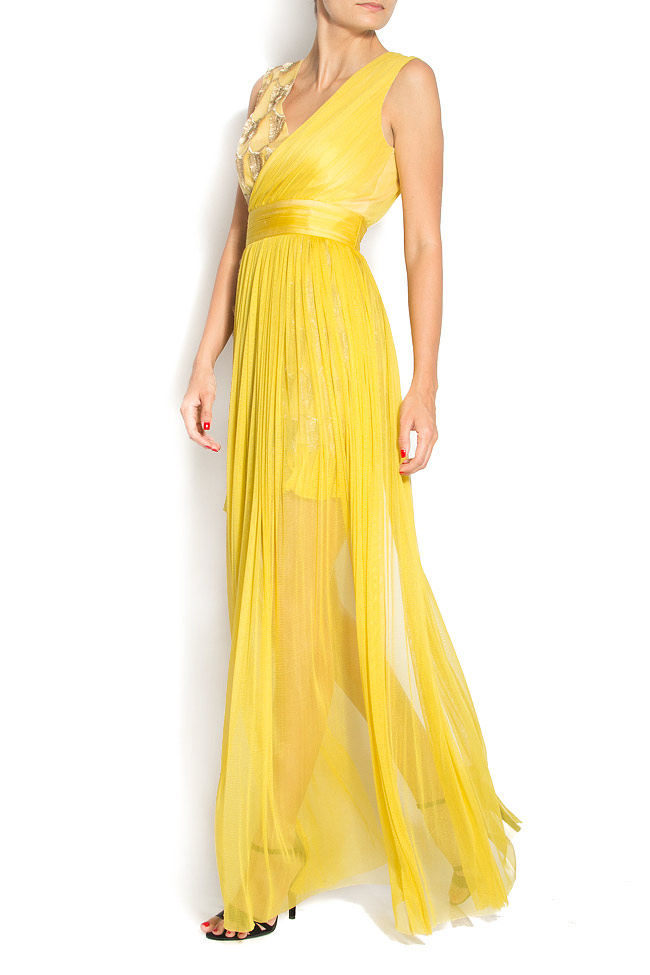 Asymmetric silk and brocade dress Elena Perseil image 1