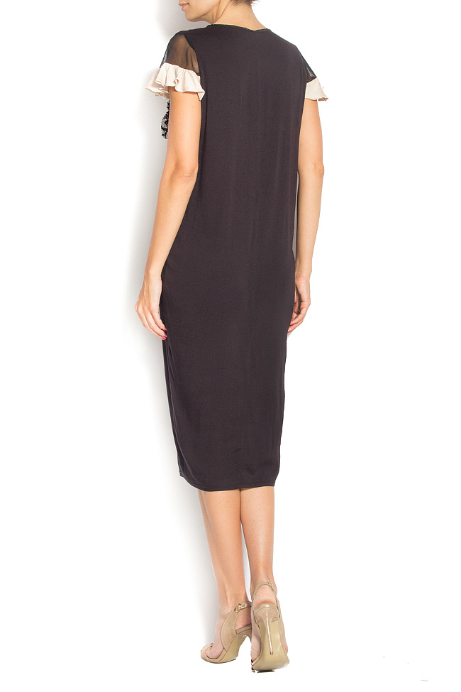 Cotton-blend midi dress with lace insertions Elena Perseil image 2