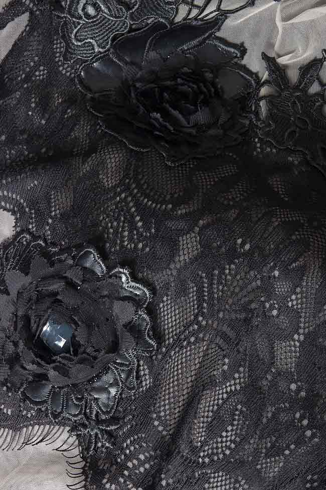 Rochie maxi din amestec de matase cu aplicatii cusute manual Elena Perseil imagine 4