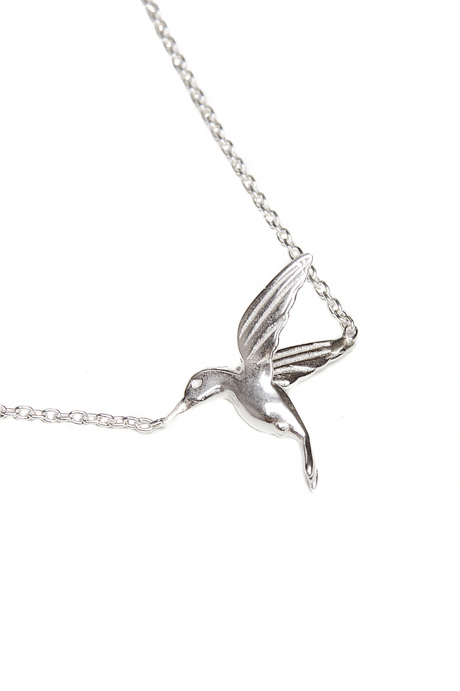 Colier din argint realizat manual cu medalion colibri Snob. imagine 1