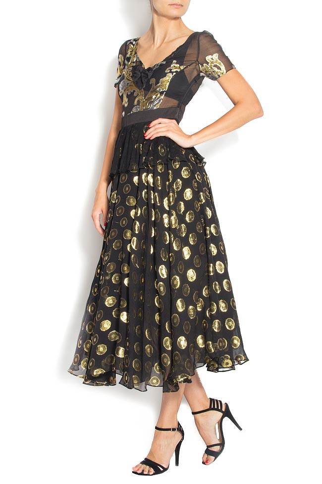 Brocade midi dress with hand-sewn application Elena Perseil image 1