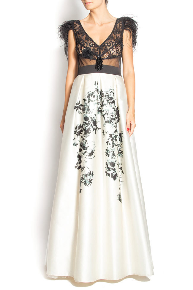 Hand-embellished printed silk gown Elena Perseil image 1