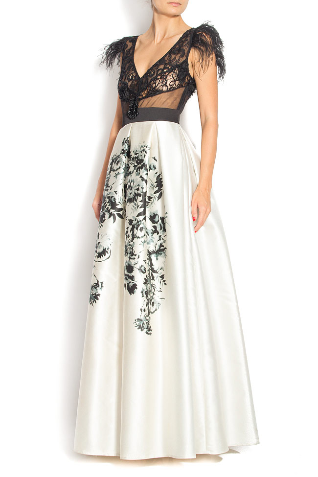 Hand-embellished printed silk gown Elena Perseil image 0