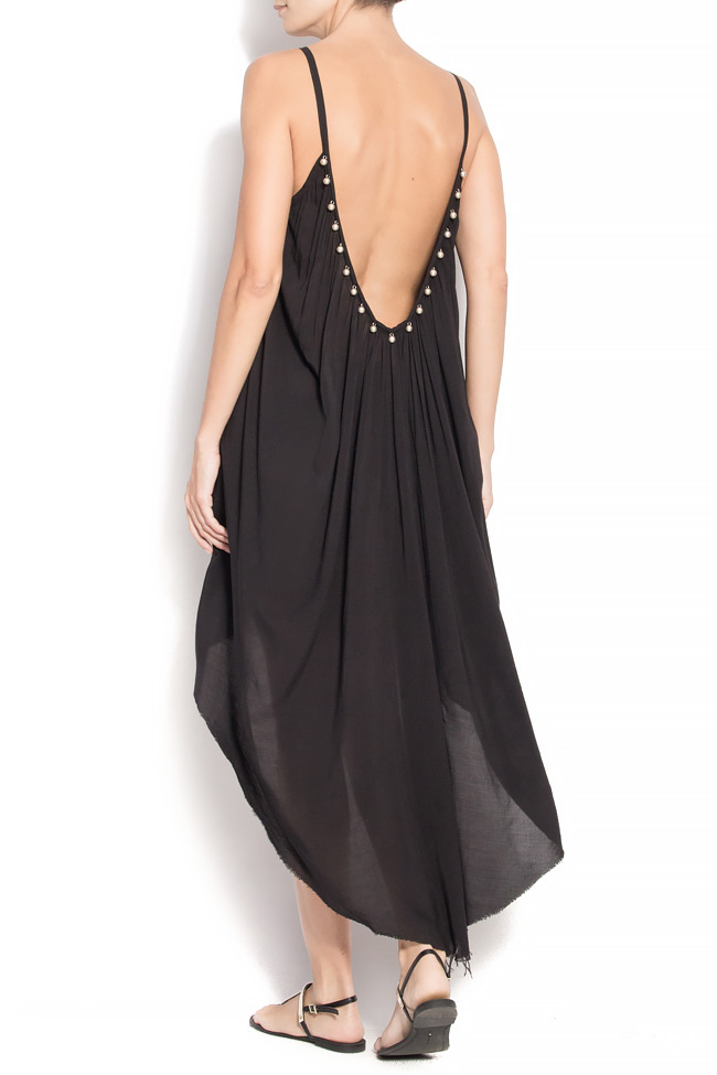 Embellished open-back asymmetric cotton dress Cloche image 2