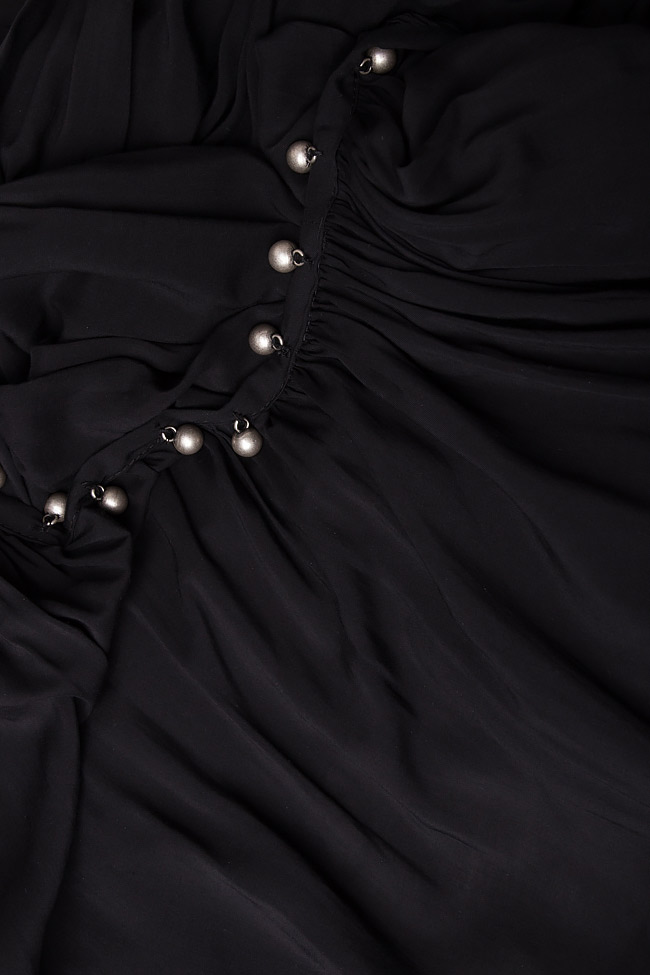 Robe asymétrique en coton dos nu et perles métalliques Cloche image 3