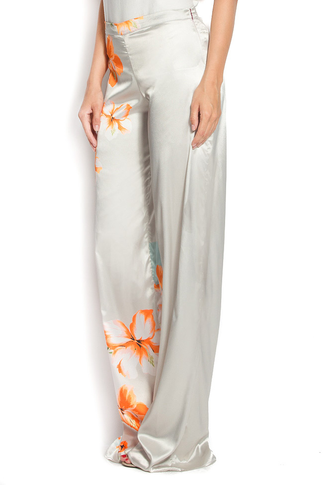 ORHID floral-print satin wide-leg pants Dorin Negrau image 1