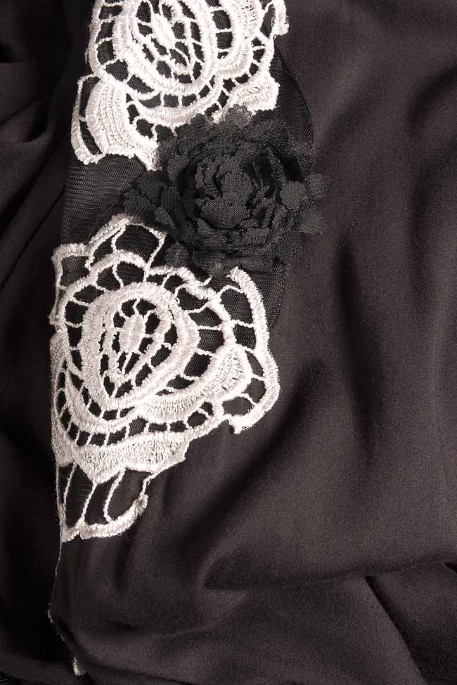 Rochie maxi din amestec de matase cu aplicatii cusute manual Elena Perseil imagine 3
