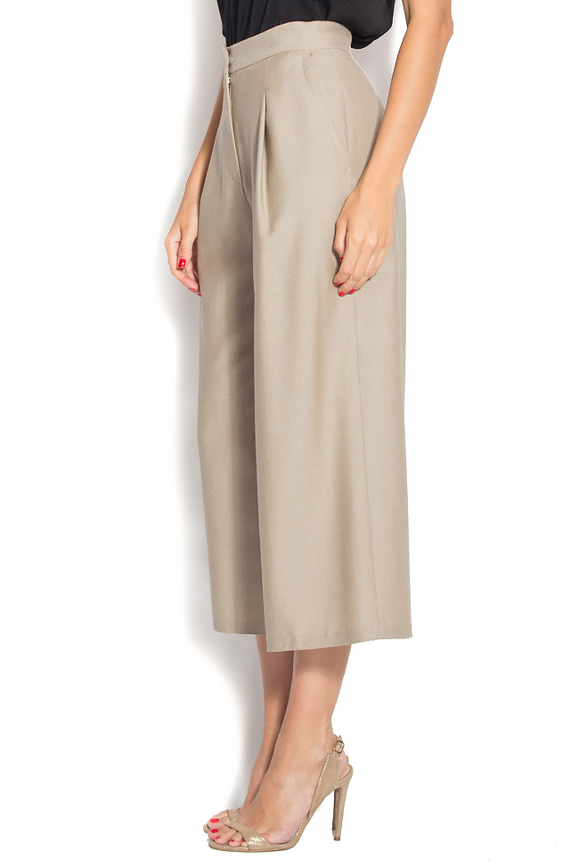 Pantaloni stil culottes din stofa de lana Izabela Mandoiu imagine 1