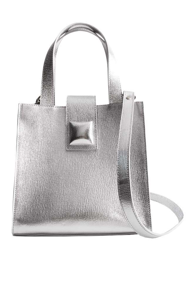 Mini metallic textured-leather shoulder bag Laura Olaru image 1
