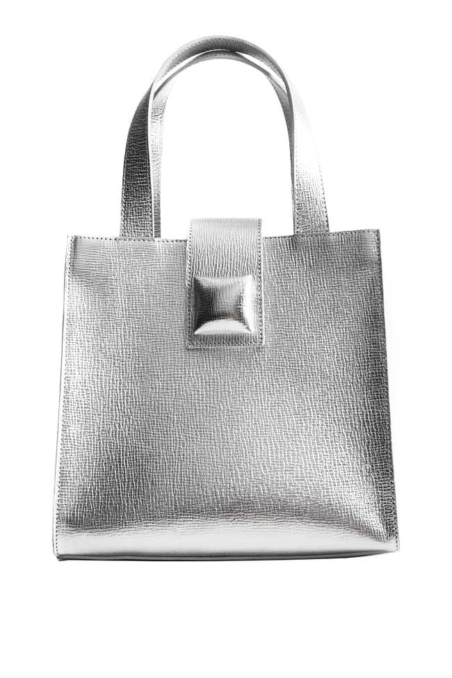 Mini metallic textured-leather shoulder bag Laura Olaru image 0