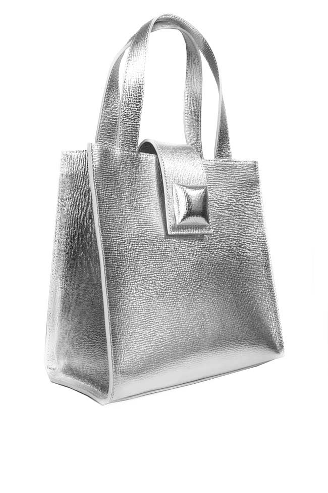 Mini metallic textured-leather shoulder bag Laura Olaru image 2