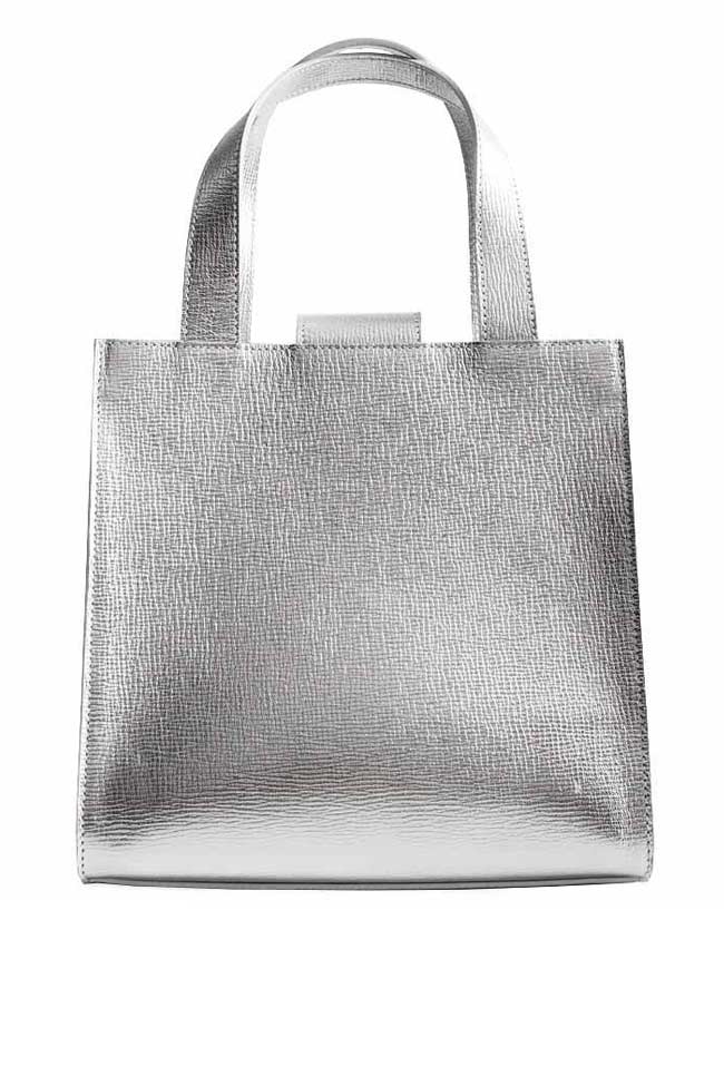 Mini metallic textured-leather shoulder bag Laura Olaru image 3