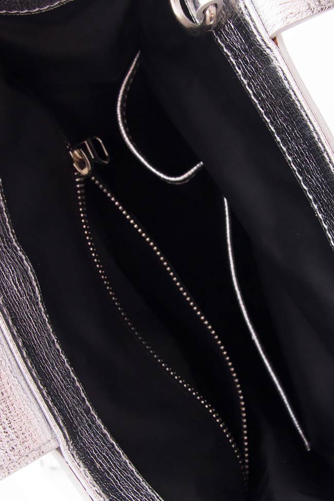 Mini metallic textured-leather shoulder bag Laura Olaru image 4