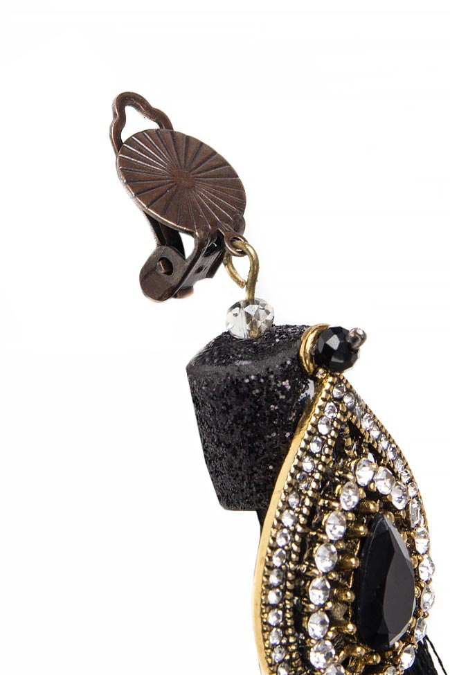Silk tasseled earrings with crystals Bon Bijou image 2
