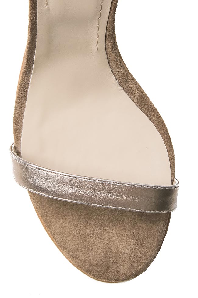 Metallic leather-trimmed suede sandals Verogia image 3