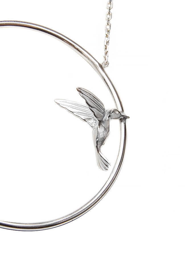Silver necklace with humming bird Snob. image 1