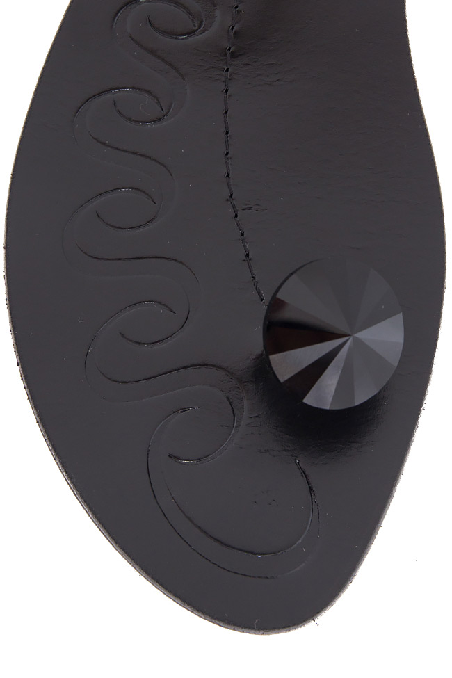 Crystal-embellished leather sandals Mihai Albu image 3