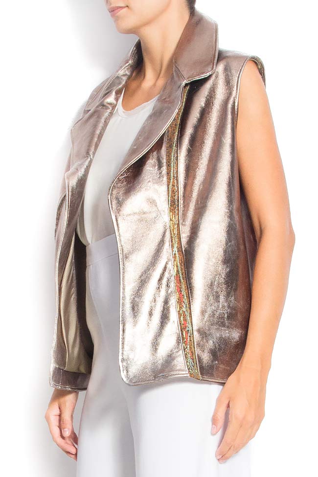 Metallic leather vest A03 image 2