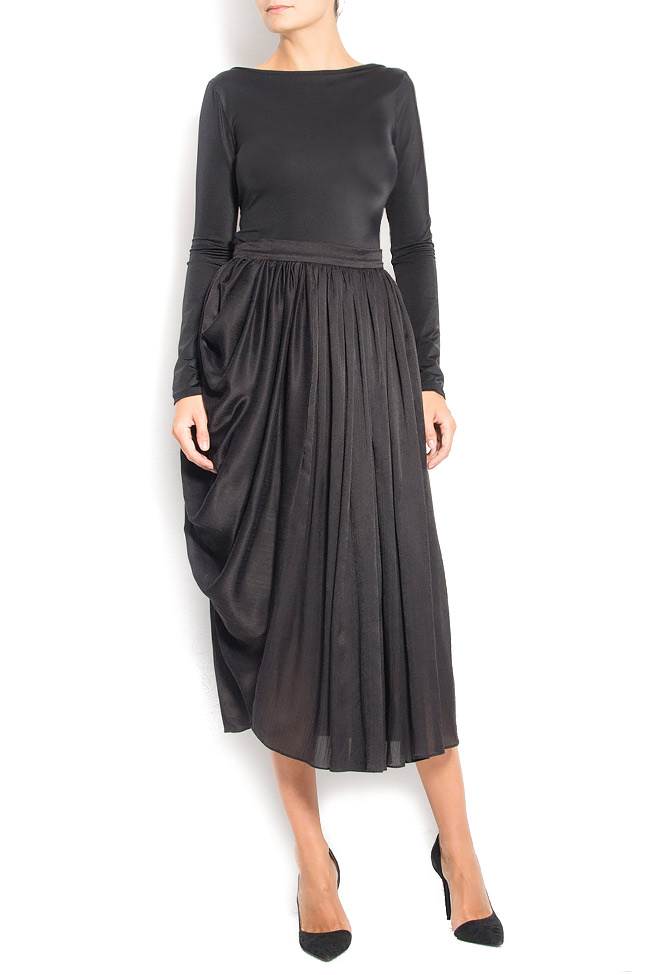 Silk and cotton-blend pleated skirt Daniela Barb image 0