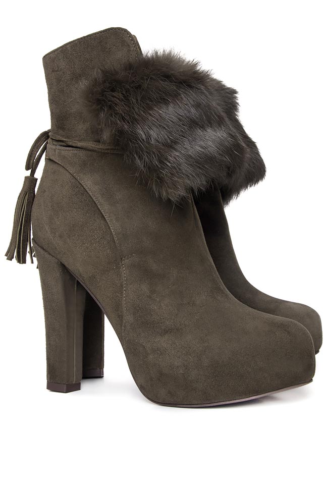 Suede ankle boots with rabbit fur insertions Ana Kaloni image 1